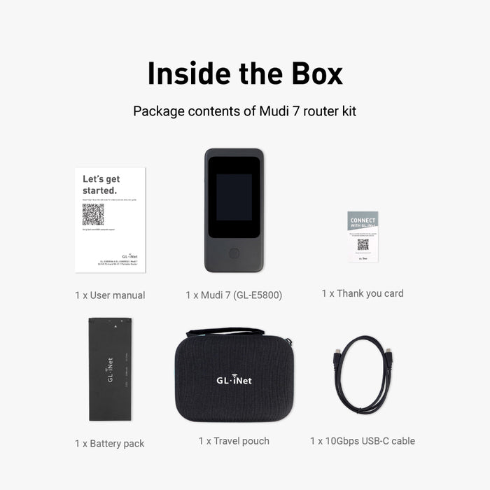 Mudi 7 (GL-E5800) | 5G NR Tri-band Wi-Fi 7 Travel Router - GL.iNet