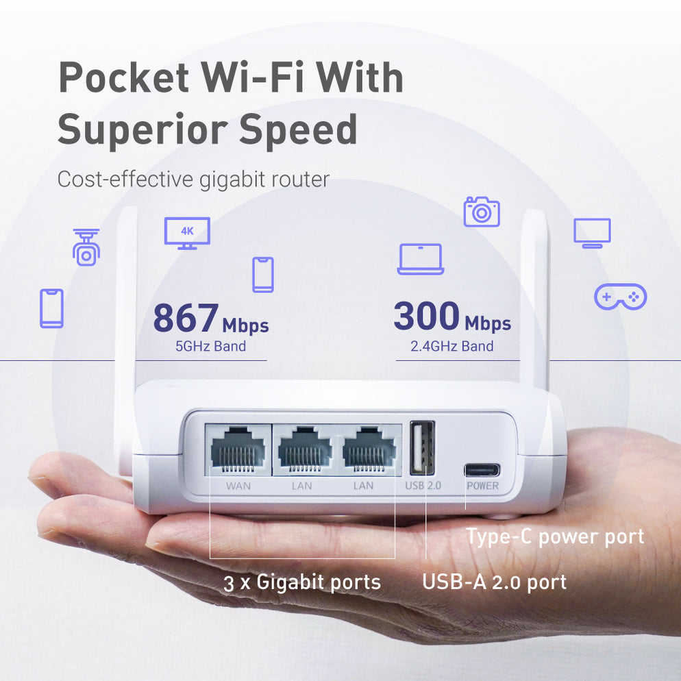 Affordable Pocket Wireless Travel Router with Fast Wi-Fi & VPN Security ...