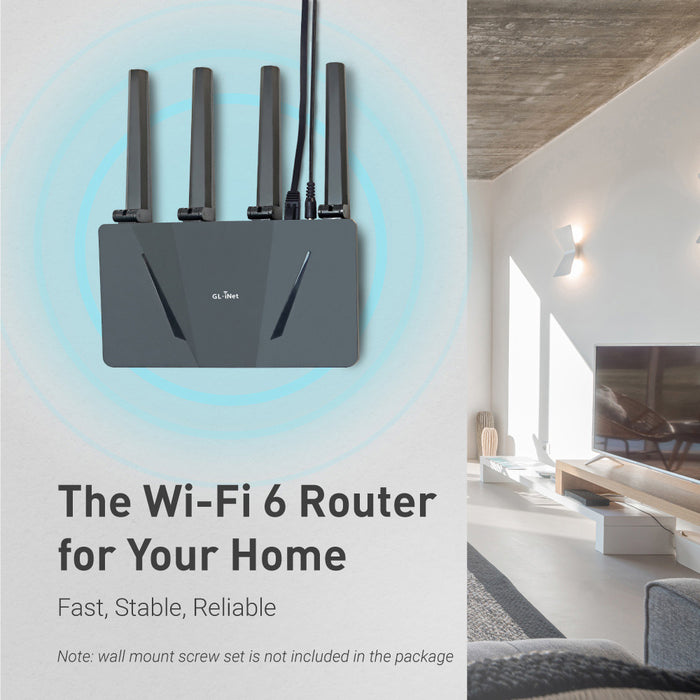 Flint (GL-AX1800) Wi-Fi 6 Home Secure Router with US plug