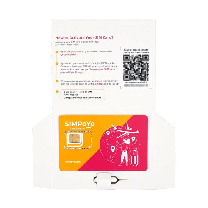 SIMPoYo 5G/4G High-Speed Data SIM Card |Rechargeable Data Card - 10GB USA 30-DAY Data - Accessories