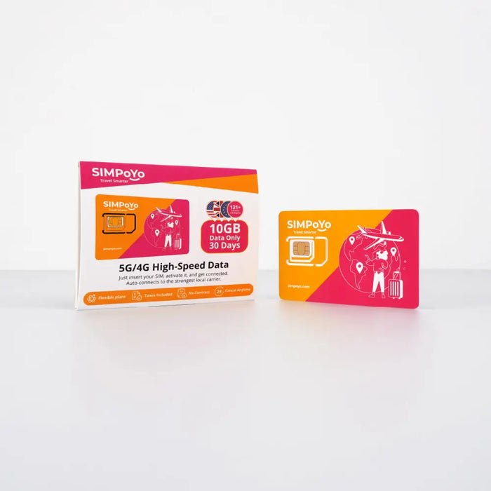 SIMPoYo 5G/4G High-Speed Data SIM Card |Rechargeable Data Card - 10GB USA 30-DAY Data - Accessories