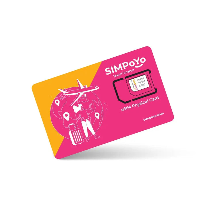 SIMPoYo eSIM Physical Card|Data Only - 1GB U.S./EU + 100MB Global Data
